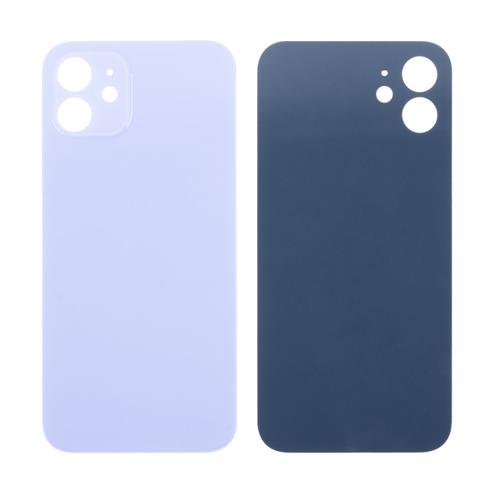 Задняя крышка для iPhone 12 Фиолетовый (стекло, широкий вырез под камеру, логотип) - Премиум