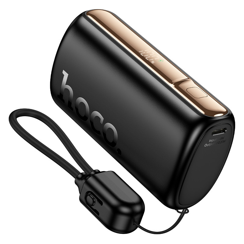 Внешний Аккумулятор Hoco Q50 10000 mAh (20W, PD, Type-C, кабель Type-C-Lightning, дисплей) Черный