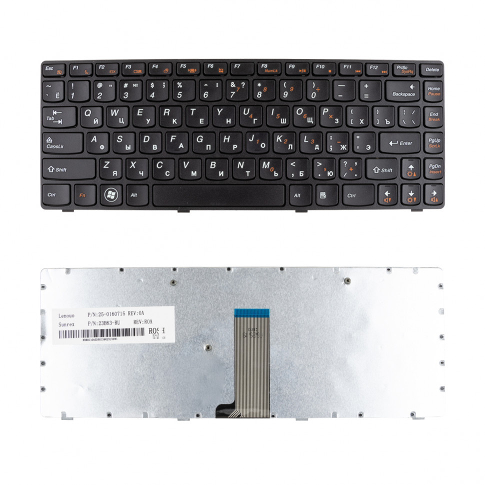 Клавиатура для ноутбука Lenovo IdeaPad Z380 (с рамкой) Черный
