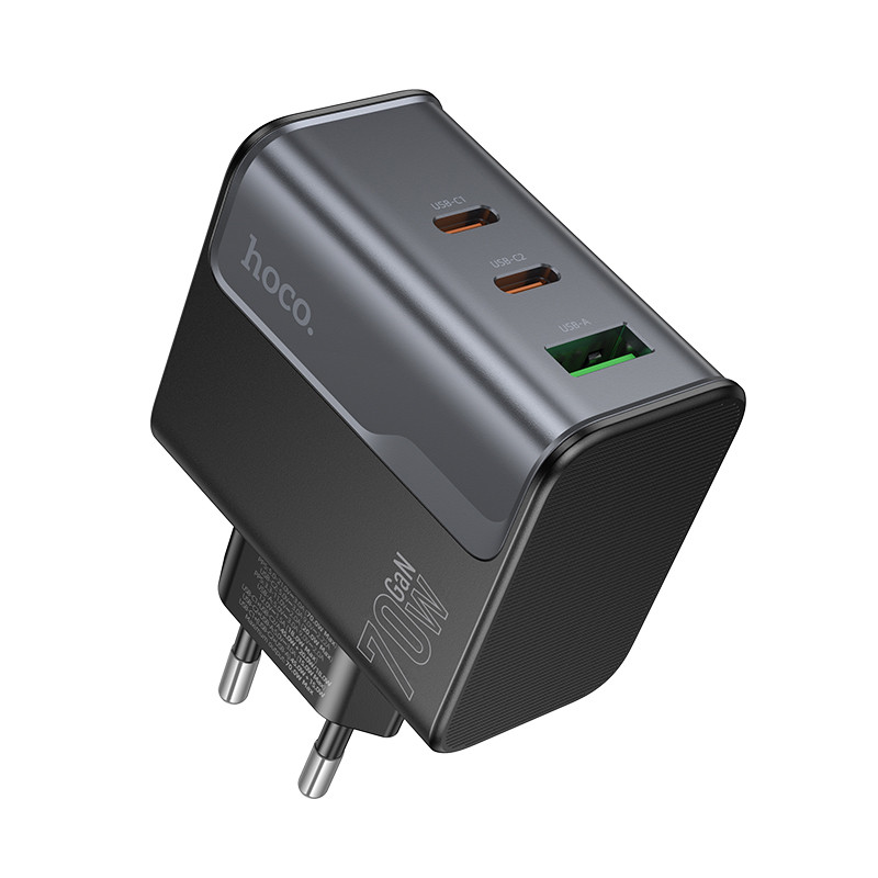 Сетевое зарядное устройство USB/Type-C Hoco CS75A (70W, QC3.0, PD, 3 порта) Черный