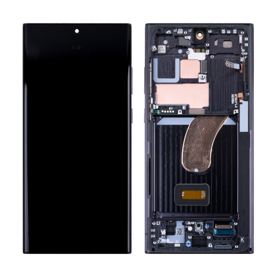 Дисплей с рамкой для Samsung S918B (S23 Ultra) Черный Оригинал (SP)
