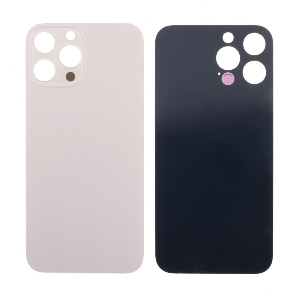 Задняя крышка для iPhone 13 Pro Max Золото (стекло, узкий вырез под камеру, логотип) - Премиум