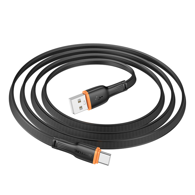 Кабель USB - Type-C Borofone BX118 (3A, плоский) Черный