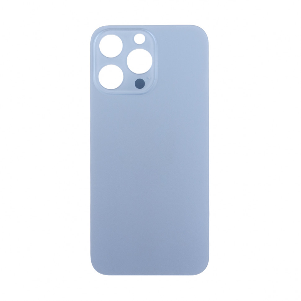 Задняя крышка для iPhone 13 Pro Голубой (стекло, узкий вырез под камеру, логотип) - Премиум