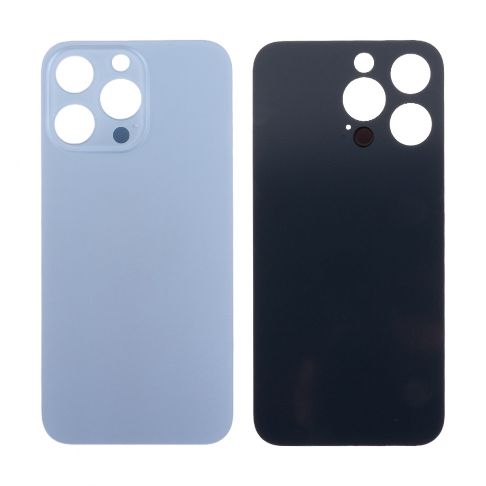 Задняя крышка для iPhone 13 Pro Голубой (стекло, узкий вырез под камеру, логотип) - Премиум