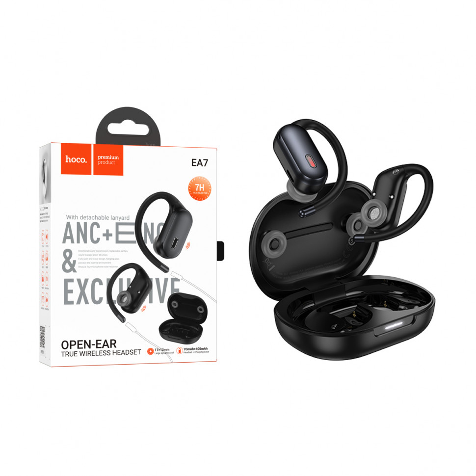Беспроводные наушники Bluetooth Hoco EA7 (TWS, накладные с ушным креплением, ANC/ENC) Черный