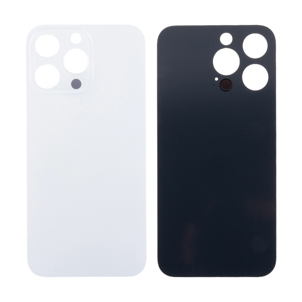 Задняя крышка для iPhone 13 Pro Белый (стекло, узкий вырез под камеру, логотип) - Премиум