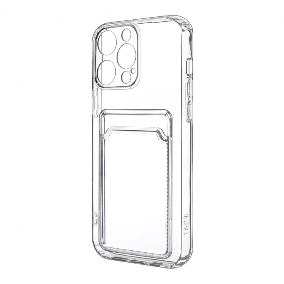 Чехол-накладка для iPhone 12 Pro Max (с защитой камеры, карманом для карт, прозрачный)