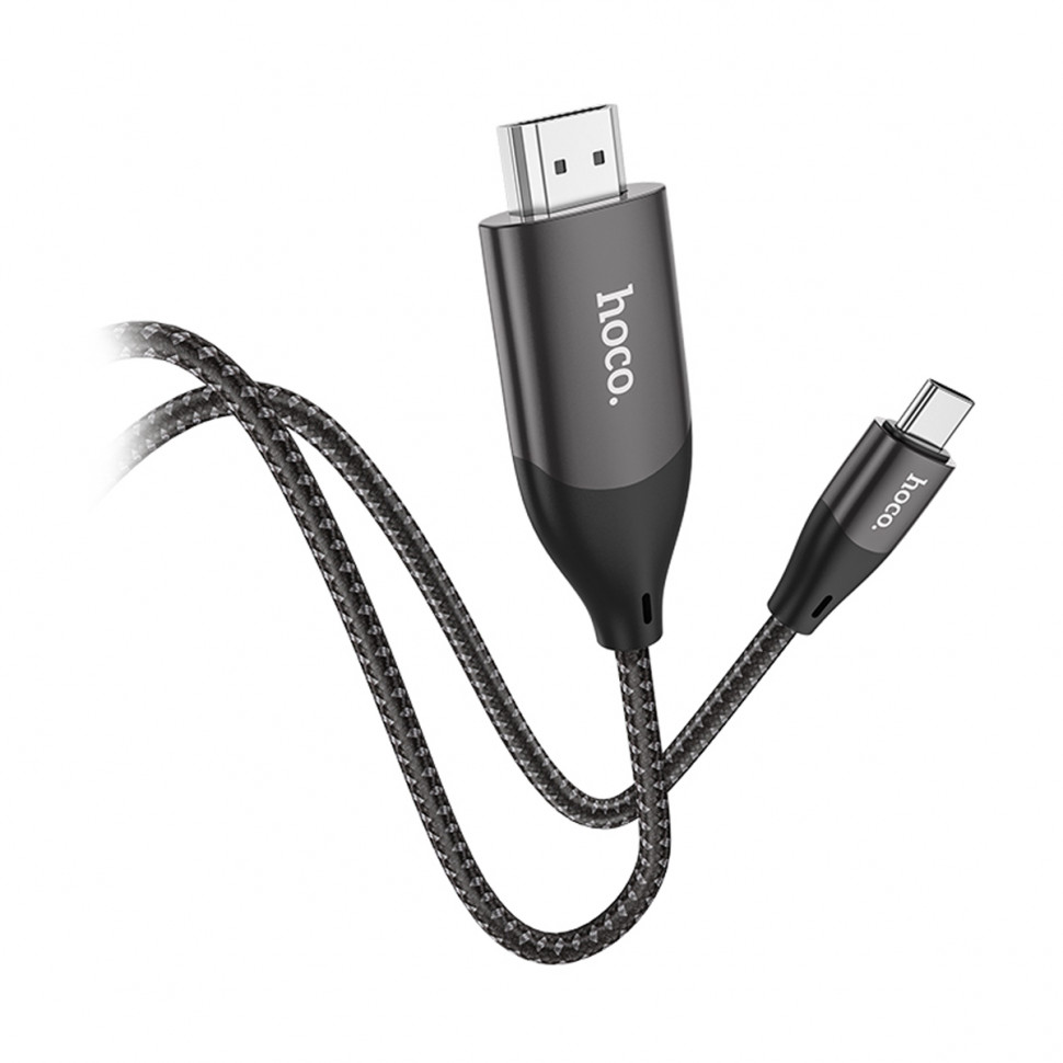 Кабель Type-C - HDMI Hoco UA16 (4K/30 Hz, оплетка нейлон, 2 м) Серый