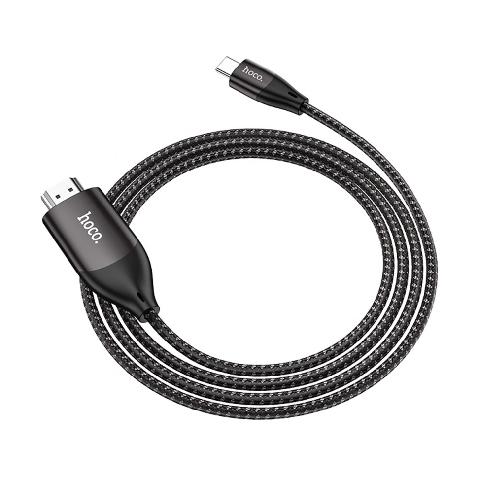 Кабель Type-C - HDMI Hoco UA16 (4K/30 Hz, оплетка нейлон, 2 м) Серый