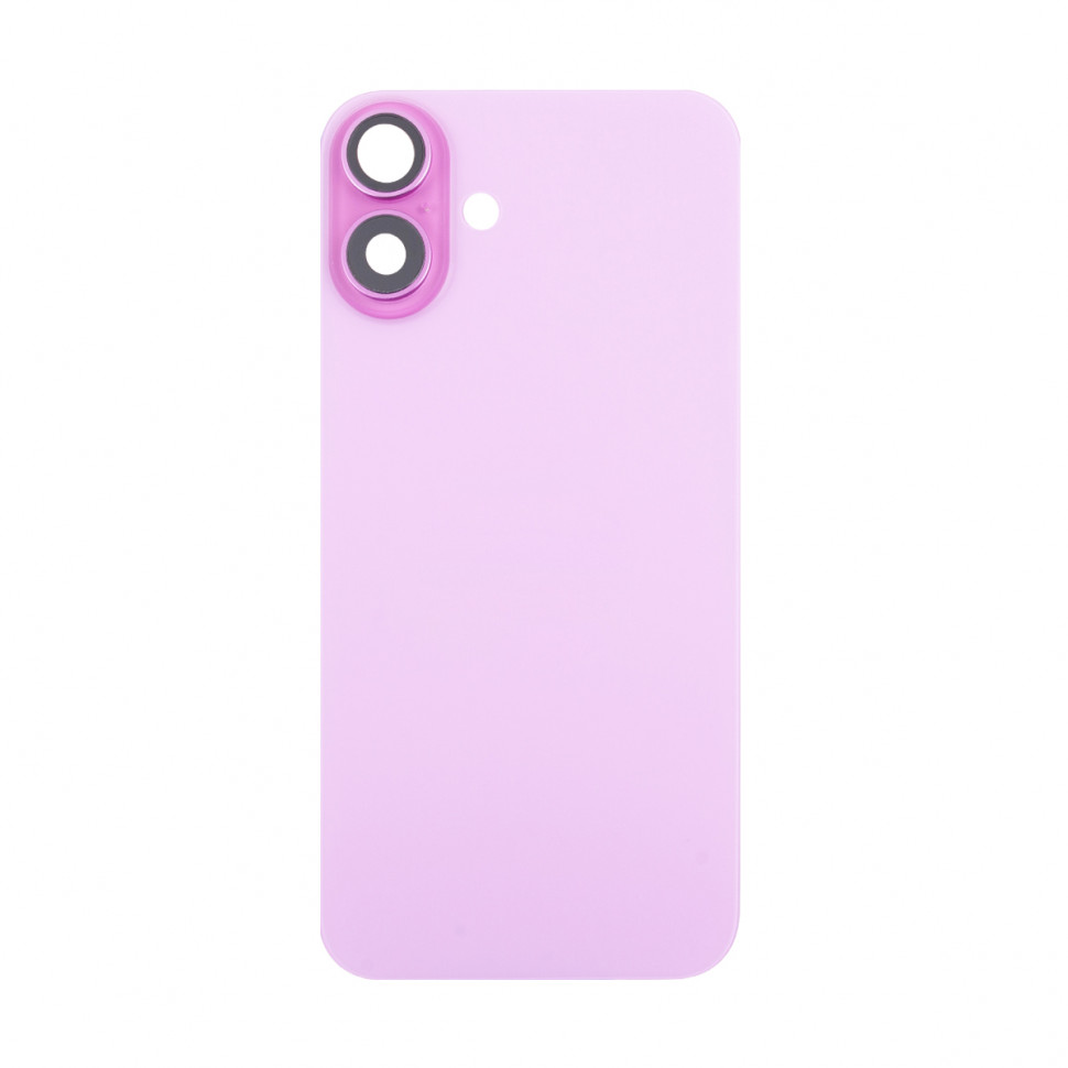 Задняя крышка для iPhone 16 Plus в сборе со стеклом камеры Розовый (стекло, логотип) - Премиум