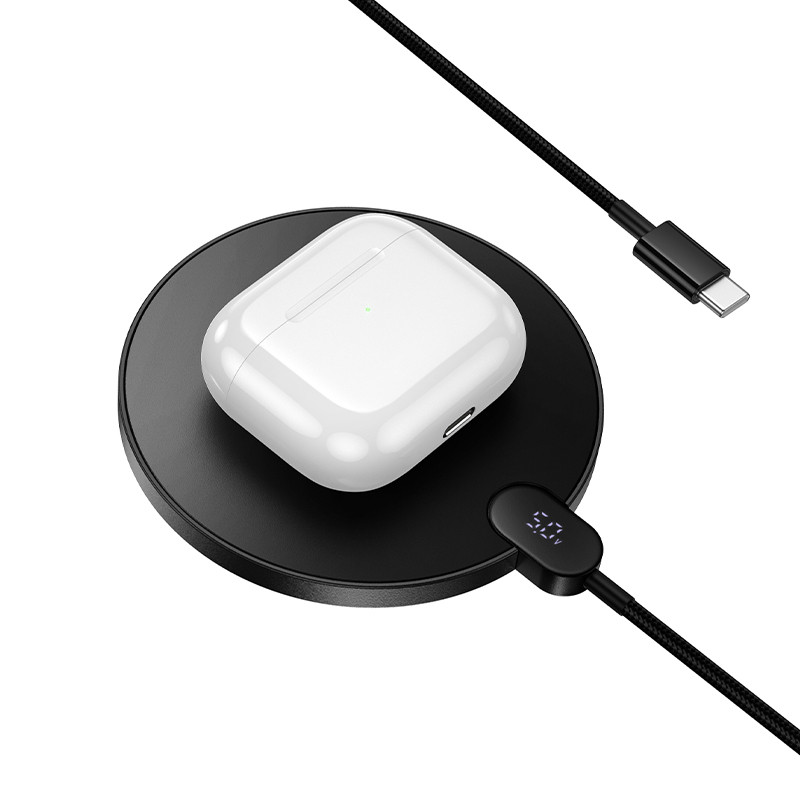 Беспроводное зарядное устройство Hoco CW62 (15W, быстрая зарядка, дисплей) Черный