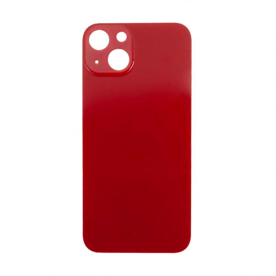 Задняя крышка для iPhone 13 Красный (стекло, узкий вырез под камеру, логотип) - Премиум