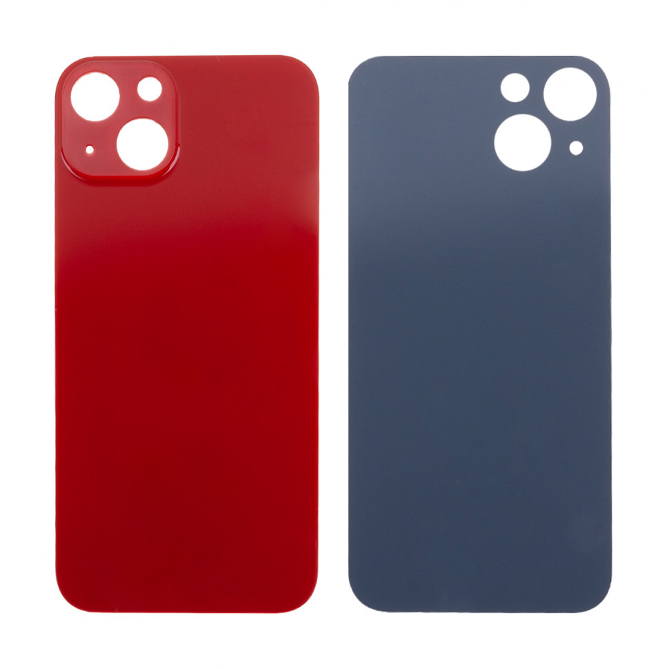 Задняя крышка для iPhone 13 Красный (стекло, узкий вырез под камеру, логотип) - Премиум