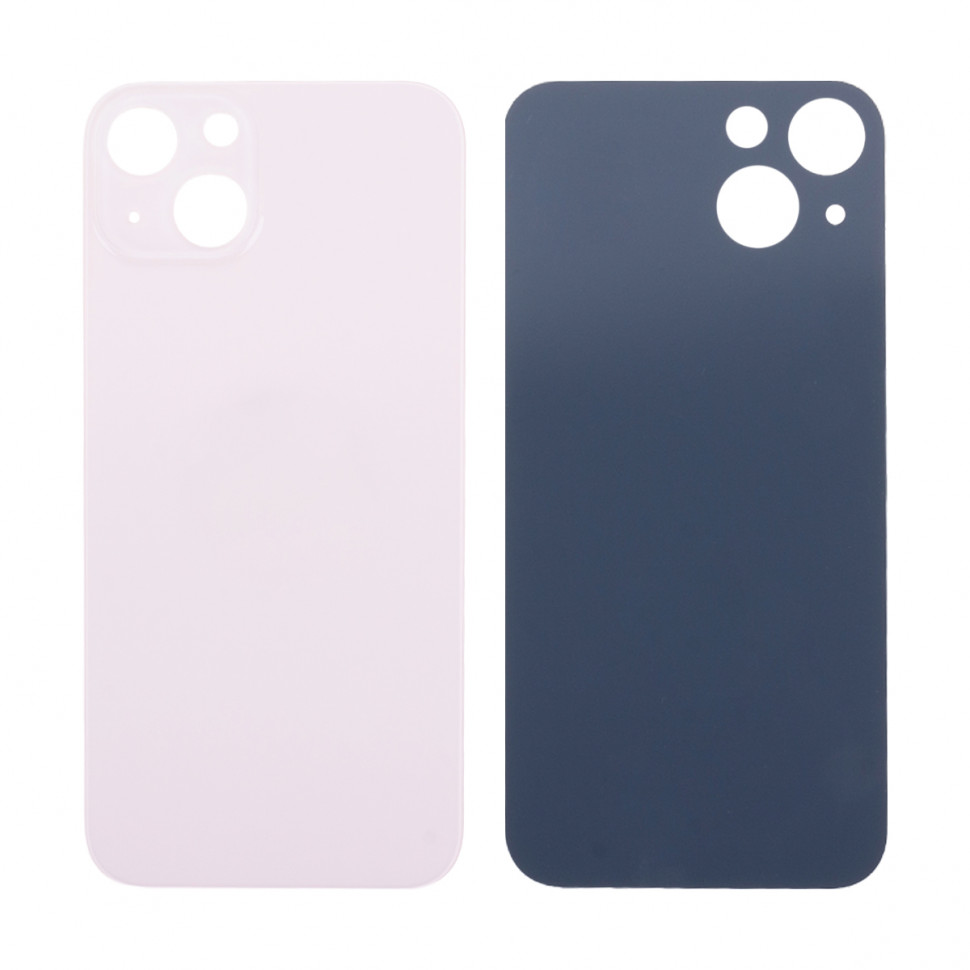 Задняя крышка для iPhone 13 Розовый (стекло, узкий вырез под камеру, логотип) - Премиум