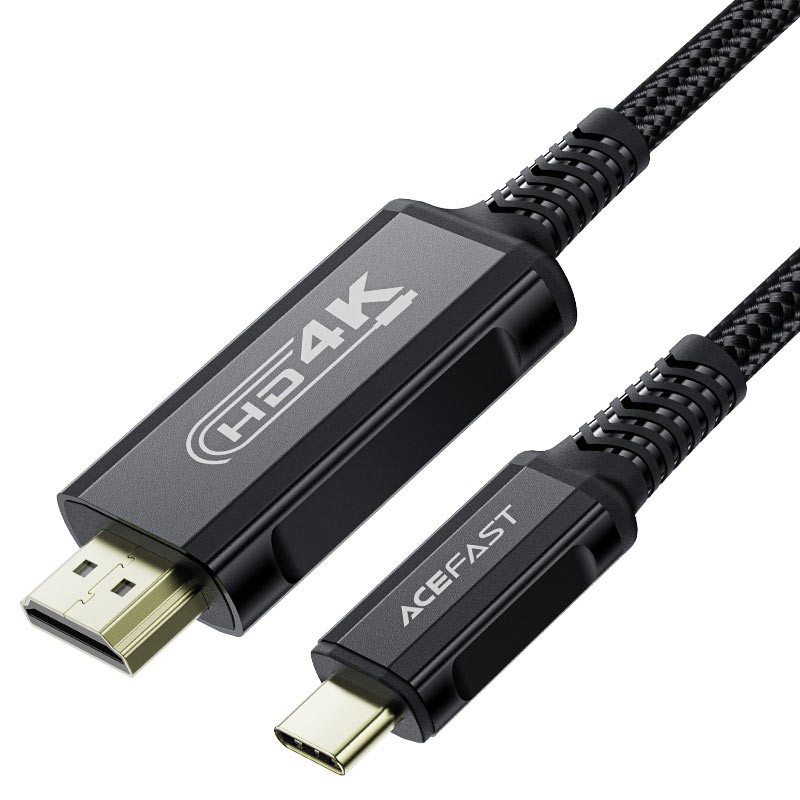 Кабель Type-C - HDMI Acefast C1-10 (ver 2.1, 4K/60 Hz, оплетка нейлон, 1.8 м) Черный