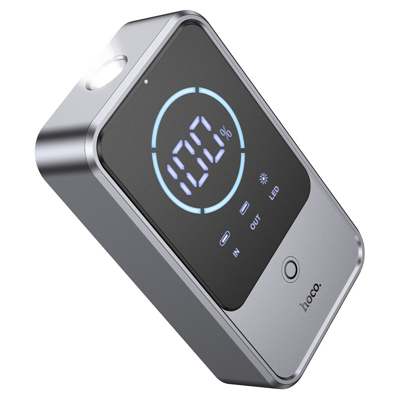 Пусковое устройство (бустер) + Внешний Аккумулятор Hoco QS7 10000 mAh (18W, PD, Type-C, LCD) Серый