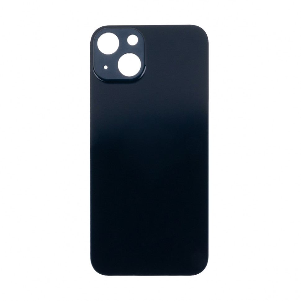 Задняя крышка для iPhone 13 Черный (стекло, узкий вырез под камеру, логотип) - Премиум