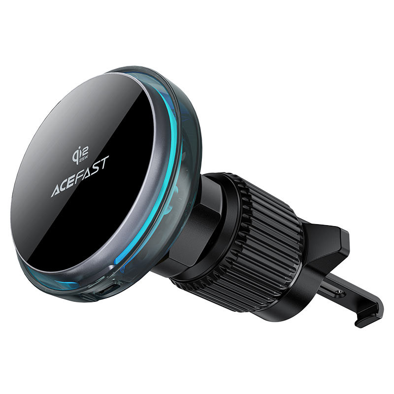 Авто держатель Acefast D61 (с беспроводной зарядкой 25W, Qi2, магнитный, в дефлектор) Серый
