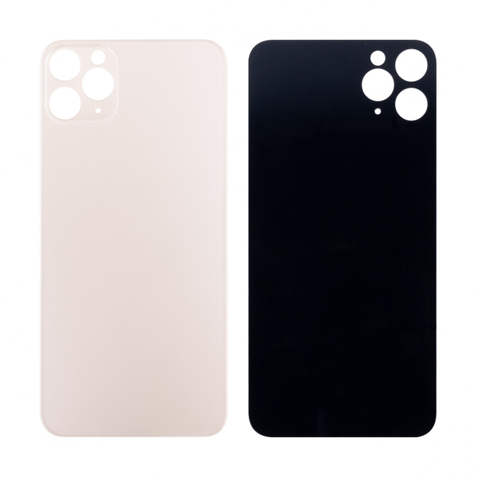 Задняя крышка для iPhone 11 Pro Золото (стекло, широкий вырез под камеру, логотип) - Премиум