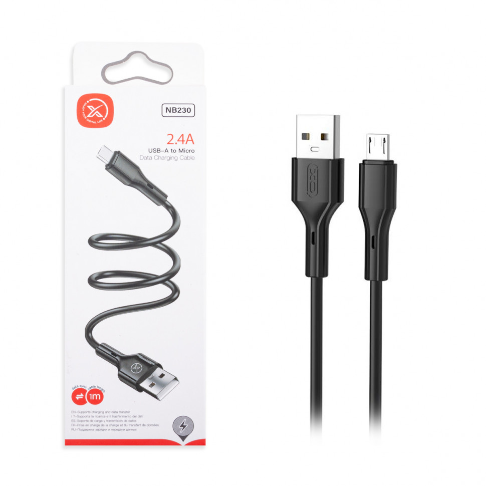 Кабель USB - MicroUSB XO NB230 (2.4A) Черный