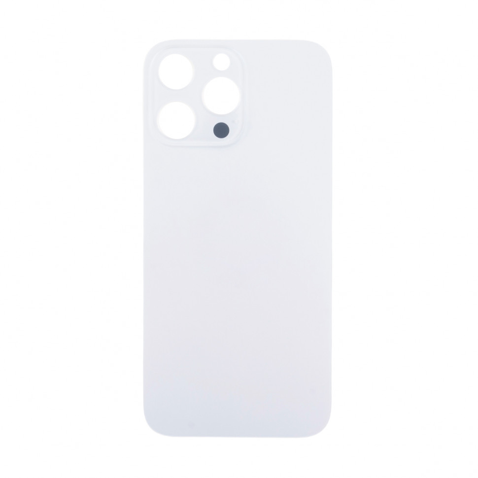 Задняя крышка для iPhone 14 Pro Max Белый (стекло, узкий вырез под камеру, логотип) - Премиум