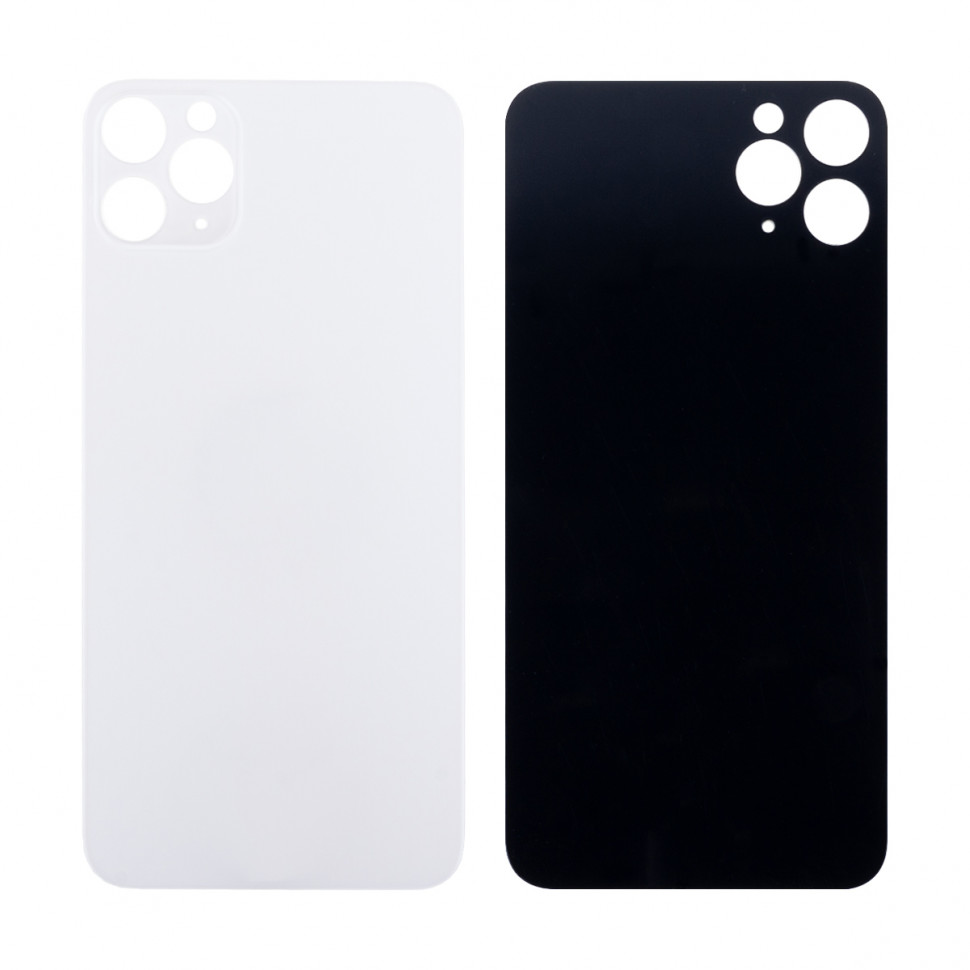 Задняя крышка для iPhone 11 Pro Белый (стекло, широкий вырез под камеру, логотип) - Премиум