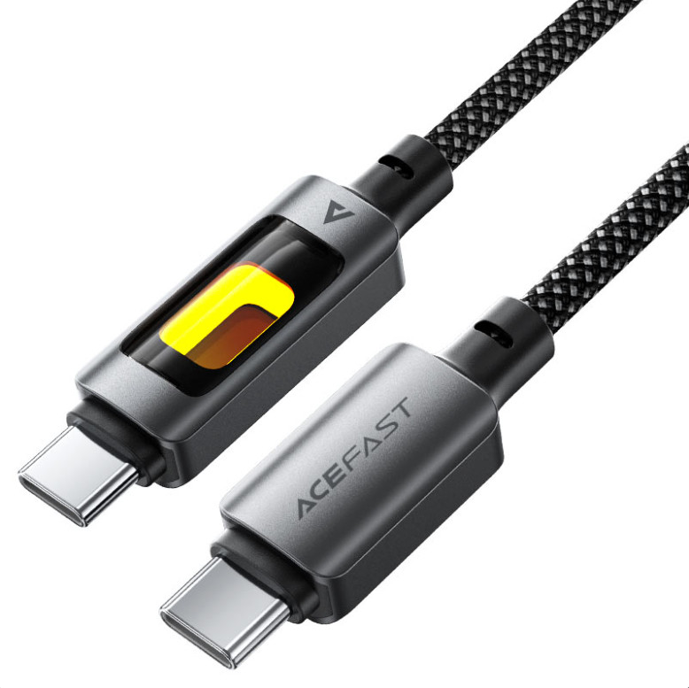 Кабель Type-C - Type-C Acefast C21-03 (3A, 60W, PD, оплетка нейлон, 1.2 м) Черный