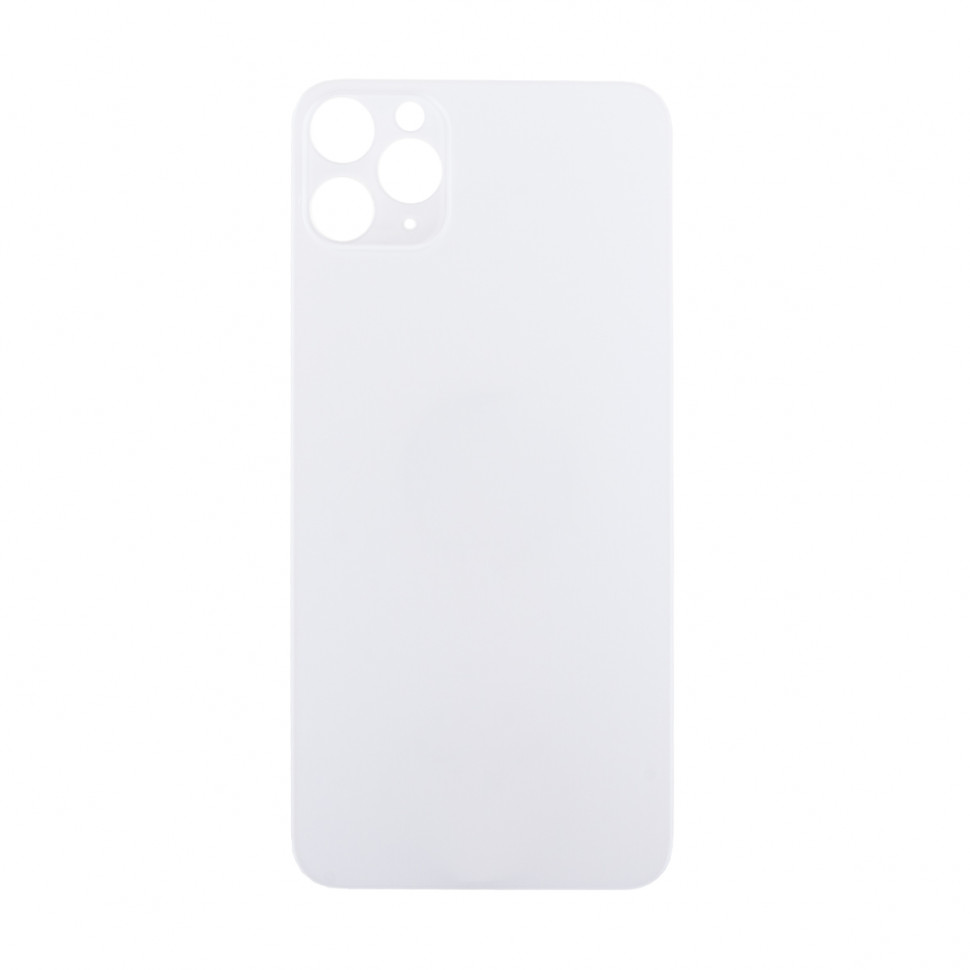Задняя крышка для iPhone 11 Pro Max Белый (стекло, широкий вырез под камеру, логотип) - Премиум
