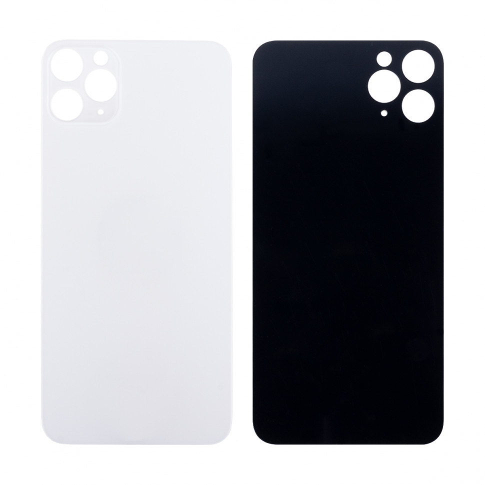 Задняя крышка для iPhone 11 Pro Max Белый (стекло, широкий вырез под камеру, логотип) - Премиум