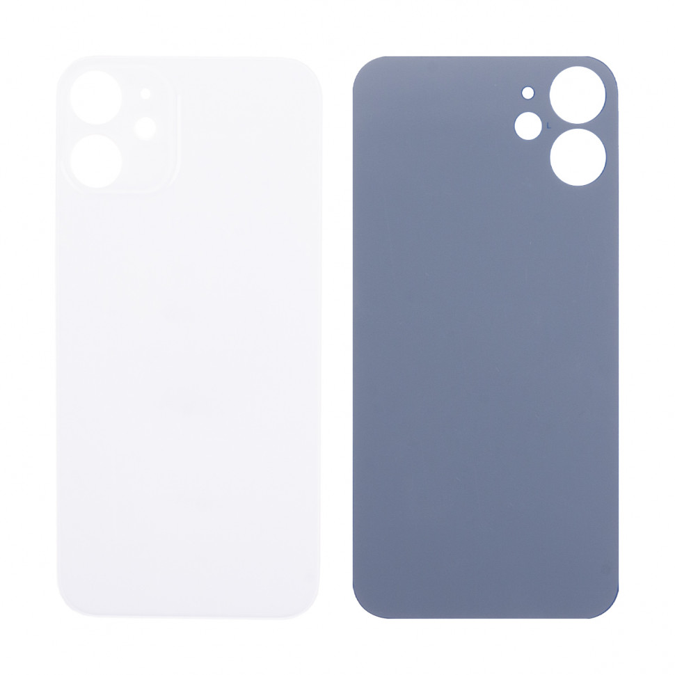 Задняя крышка для iPhone 12 mini Белый (стекло, широкий вырез под камеру, логотип) - Премиум