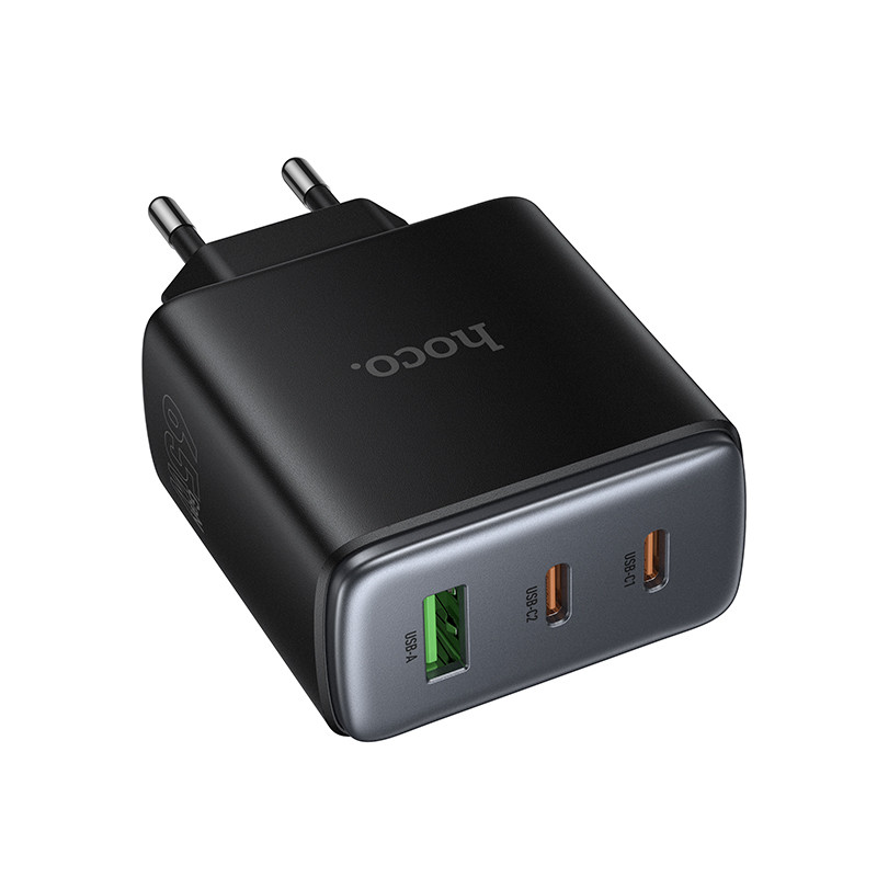 СЗУ USB/Type-C Hoco C160A (65W, QC3.0, PD, 3 порта) Черный