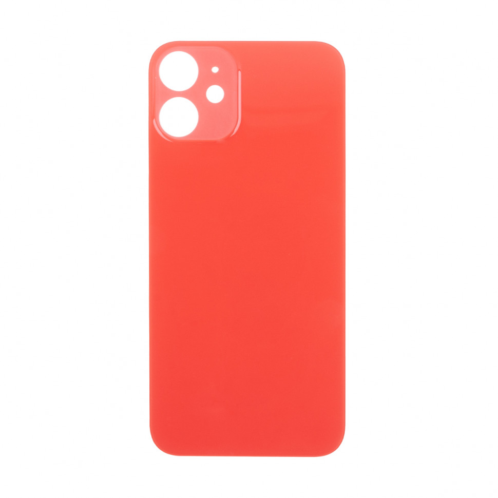 Задняя крышка для iPhone 12 mini Красный (стекло, широкий вырез под камеру, логотип) - Премиум
