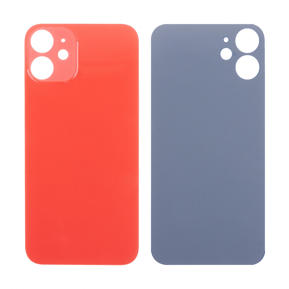 Задняя крышка для iPhone 12 mini Красный (стекло, широкий вырез под камеру, логотип) - Премиум