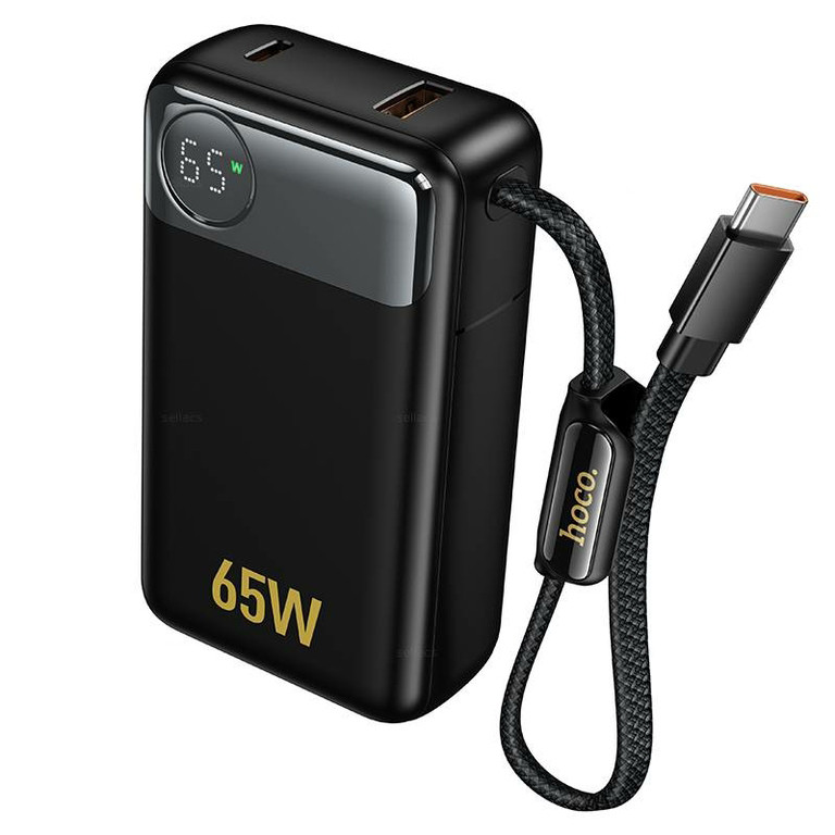 Внешний Аккумулятор Hoco Q53 12000 mAh (65W, PD, Type-C, кабель Type-C, LCD) Черный