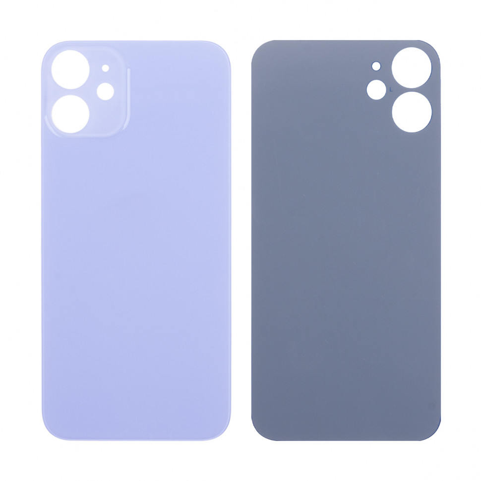 Задняя крышка для iPhone 12 mini Фиолетовый (стекло, широкий вырез под камеру, логотип) - Премиум