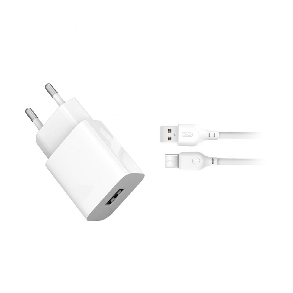 СЗУ USB XO L99 (12W, кабель MicroUSB) Белый
