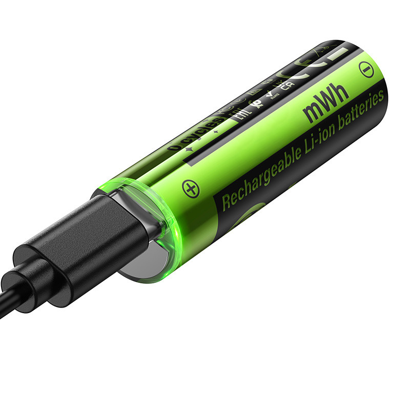 Аккумулятор "AA" Hoco Li-ion 1.5V 2100 mAh (2 шт, перезаряжаемые, зарядка через Type-C)
