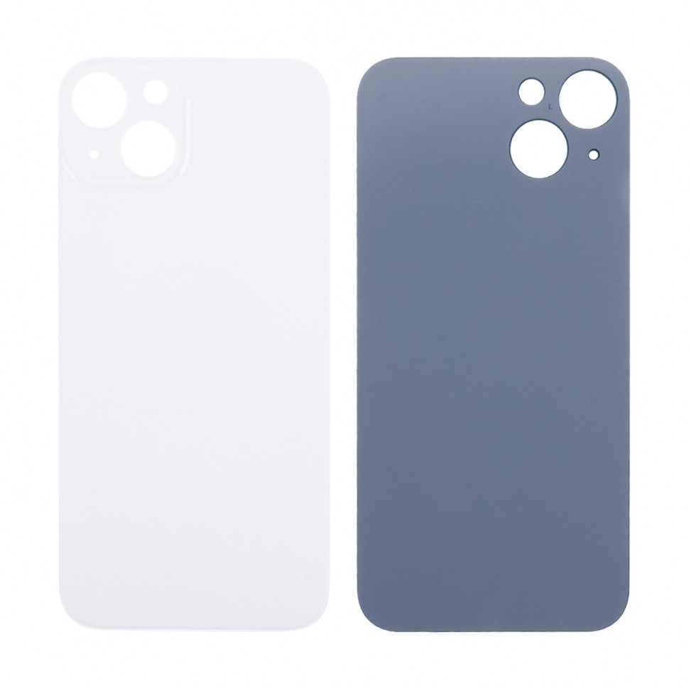 Задняя крышка для iPhone 13 Белый (стекло, широкий вырез под камеру, логотип) - Премиум