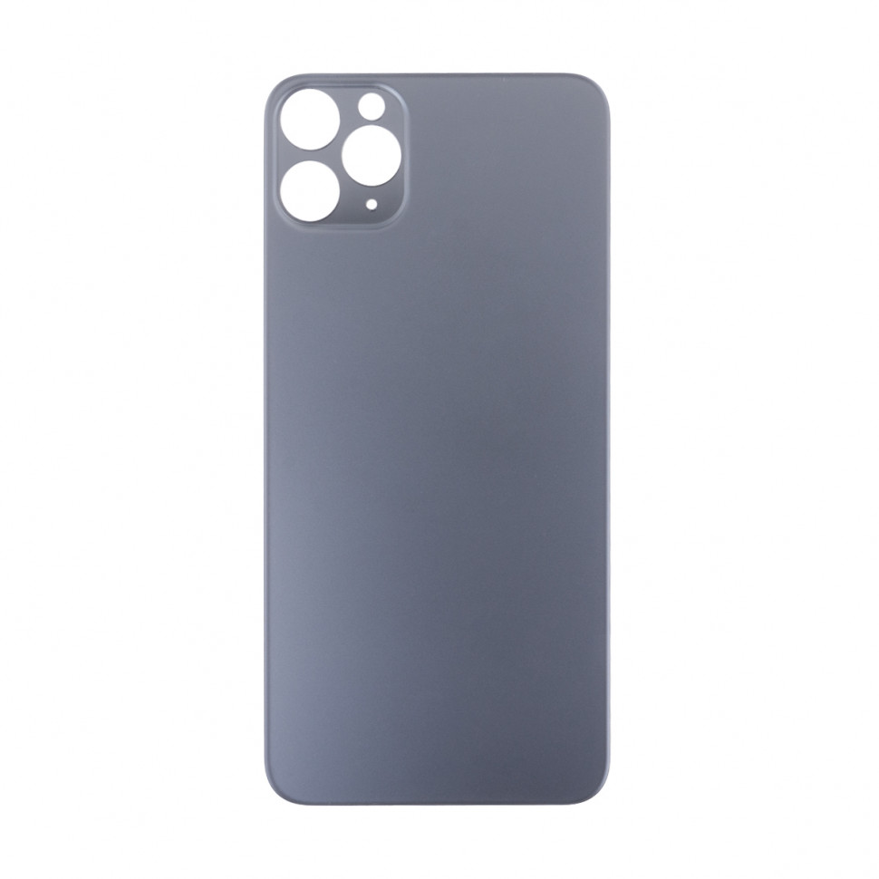 Задняя крышка для iPhone 11 Pro Max Серый (стекло, широкий вырез под камеру, логотип) - Премиум