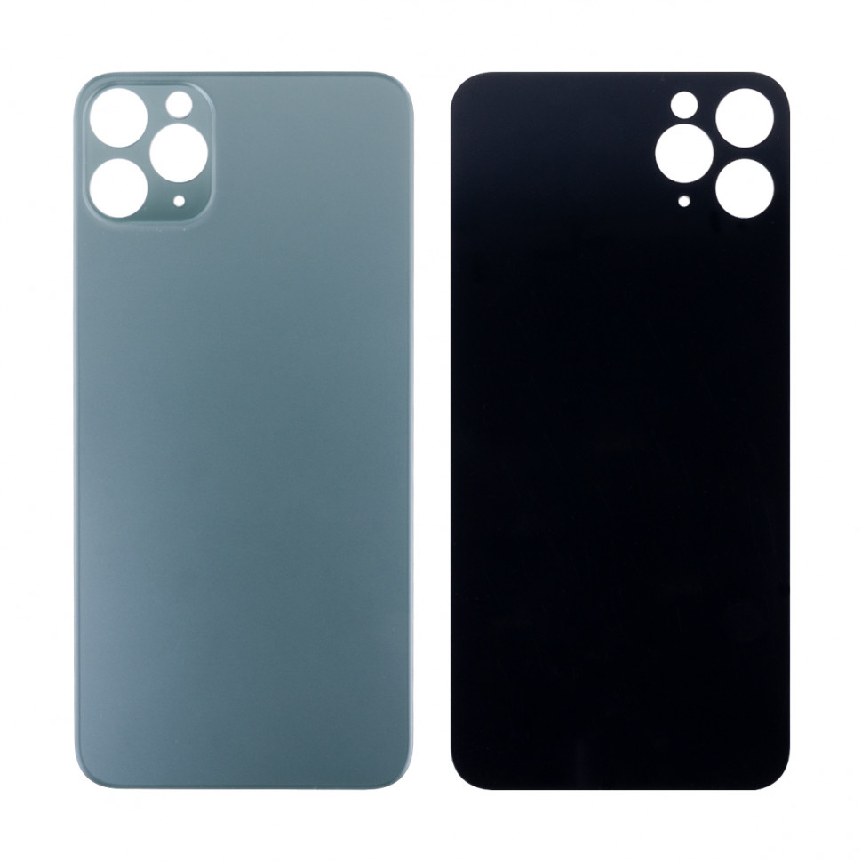 Задняя крышка для iPhone 11 Pro Max Темно-зеленый (стекло, широкий вырез камеры, логотип) - Премиум