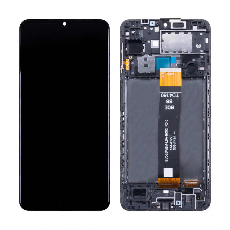 Дисплей с рамкой для Samsung A127F (A12 Nacho) Черный Оригинал Ref. (SP)