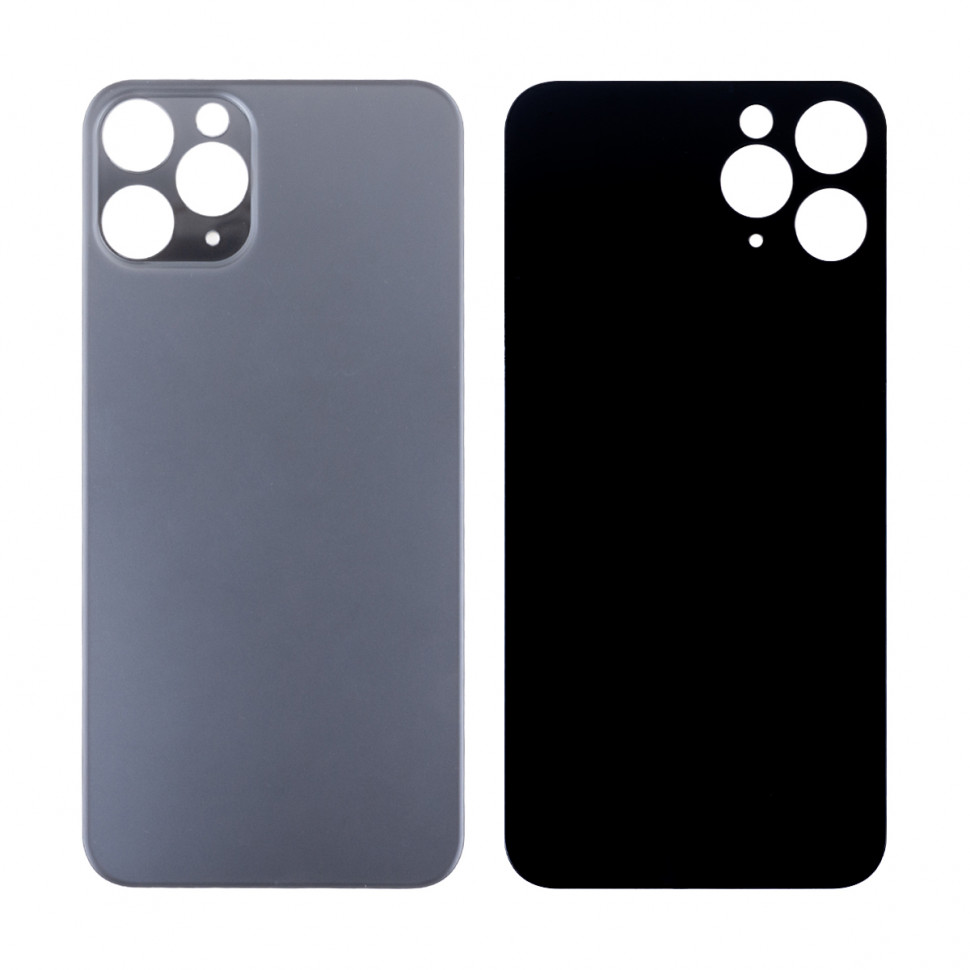 Задняя крышка для iPhone 11 Pro Серый (стекло, широкий вырез под камеру, логотип) - Премиум