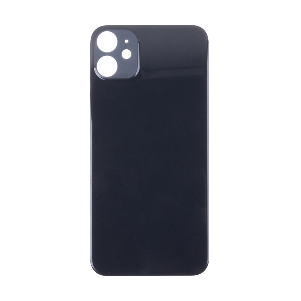 Задняя крышка для iPhone 11 Черный (стекло, широкий вырез под камеру, логотип) - Премиум