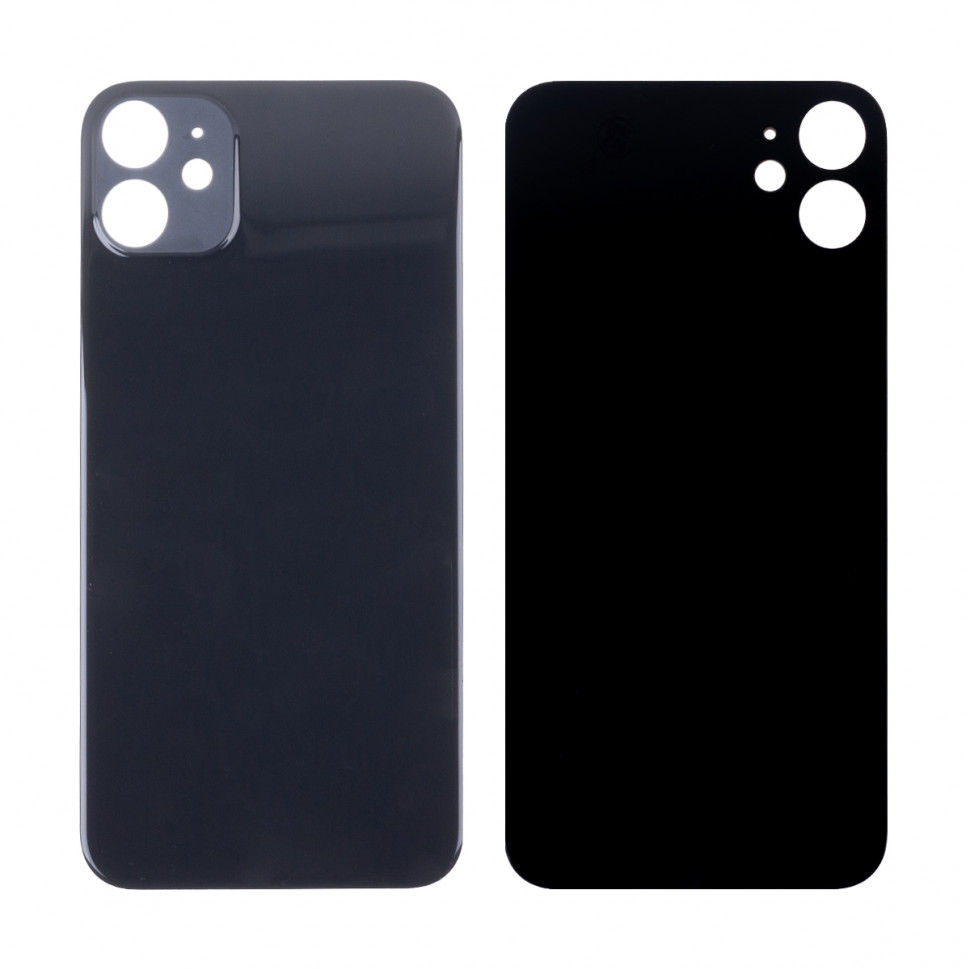 Задняя крышка для iPhone 11 Черный (стекло, широкий вырез под камеру, логотип) - Премиум