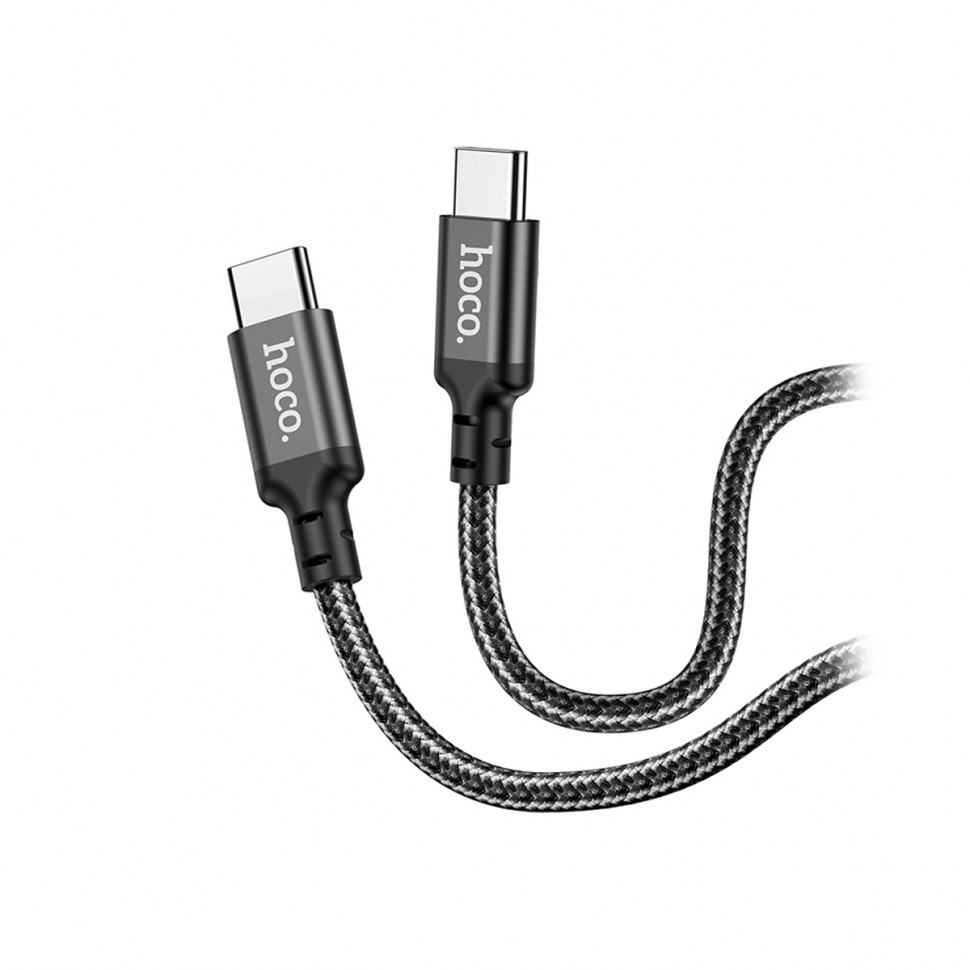 Кабель Type-C - Type-C Hoco X14 (3A, 60W, PD, оплетка нейлон) Черный