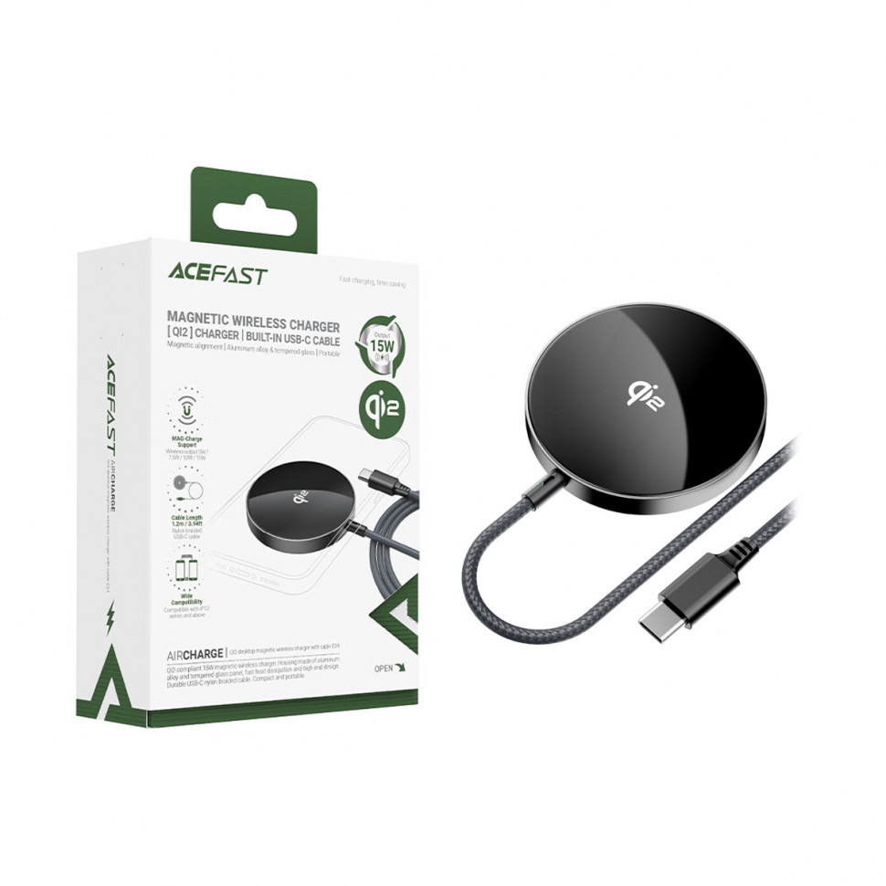 Беспроводное ЗУ Acefast E24 (15W, Qi2) Серый