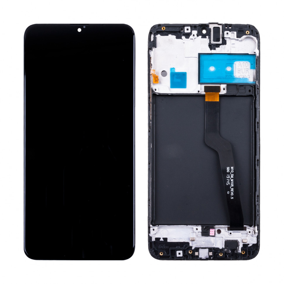 Дисплей с рамкой для Samsung A105F (A10) Черный Оригинал Ref. (SP)