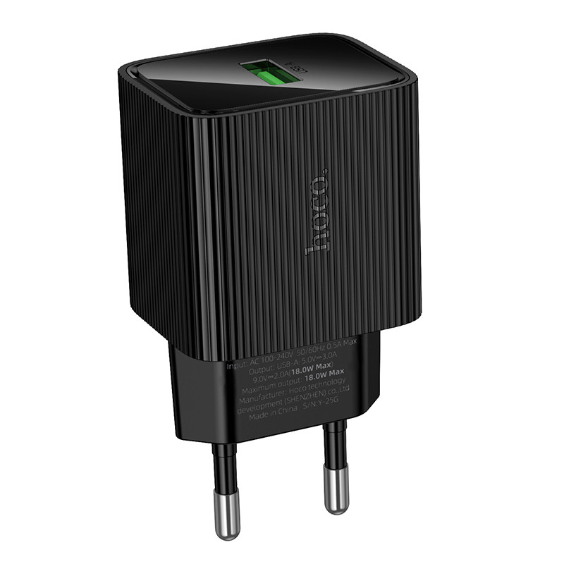 СЗУ USB Hoco CS81A (18W, QС3.0, с дисплеем) Черный