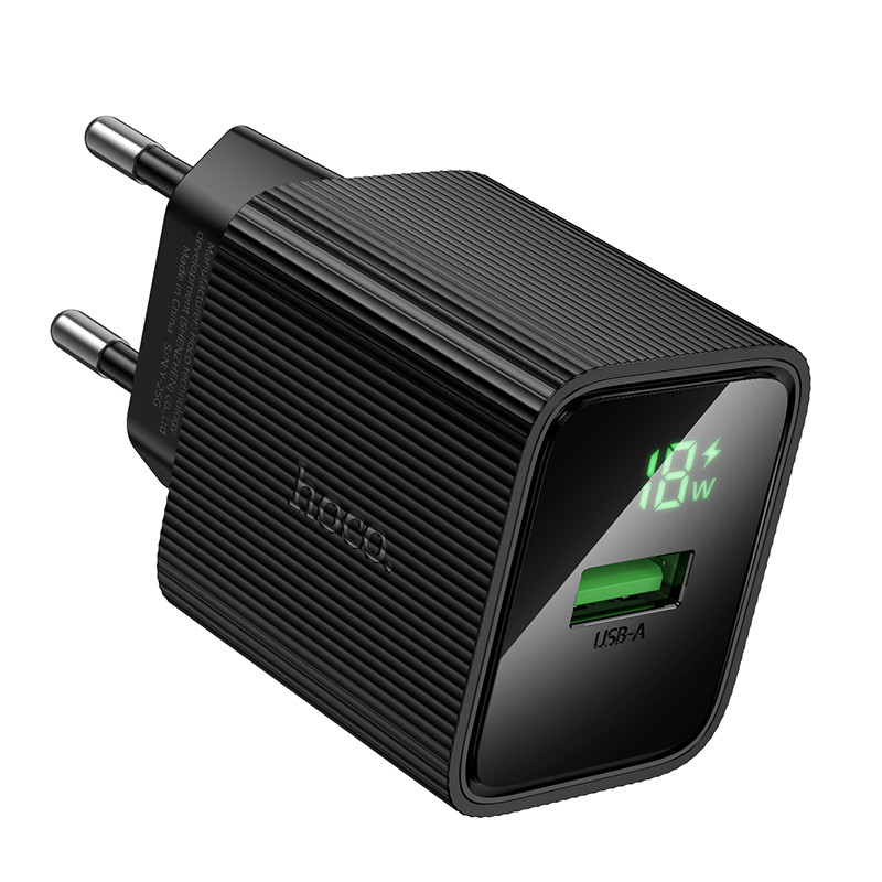 СЗУ USB Hoco CS81A (18W, QС3.0, с дисплеем) Черный